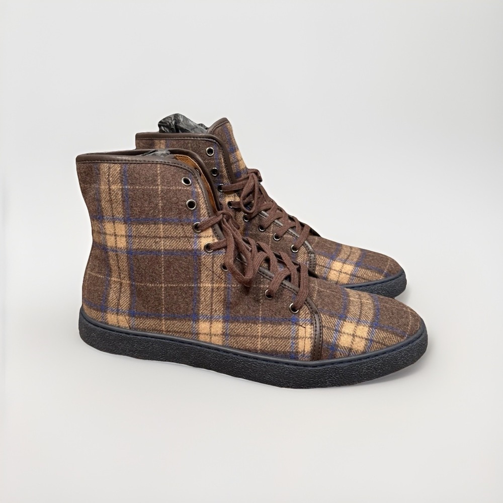 Marc Nolan Jagger Coffee Plaid High Top Shoes Mens 13